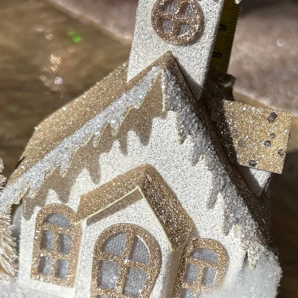 Pier 1 Gold and White Glitter Light-Up Church - Picture 6 of 6